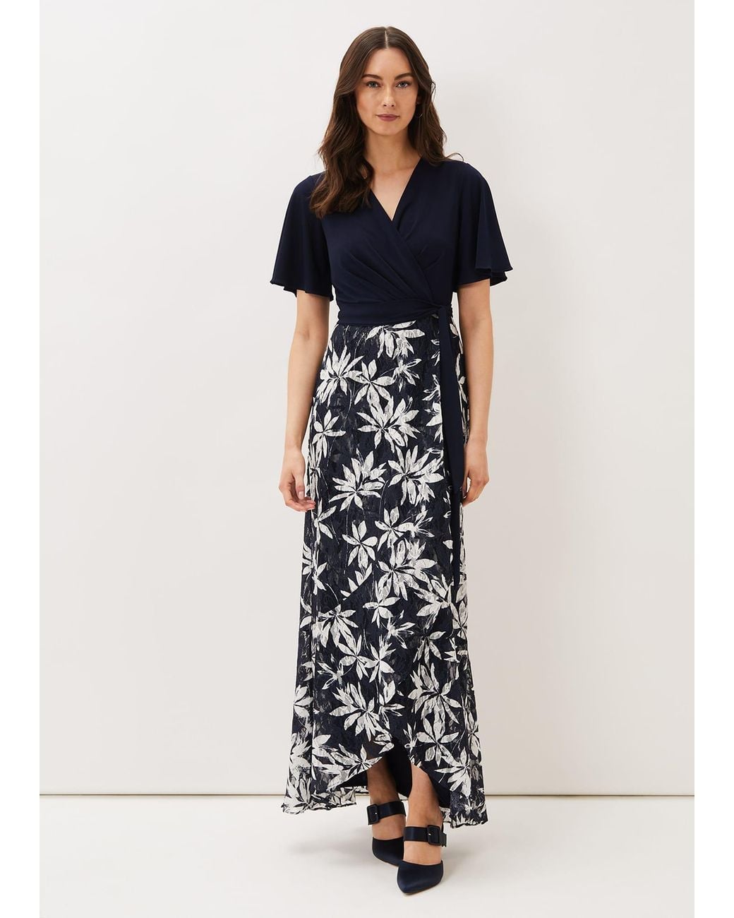 Phase Eight Blue Brogan Lace Skirt Maxi Dress