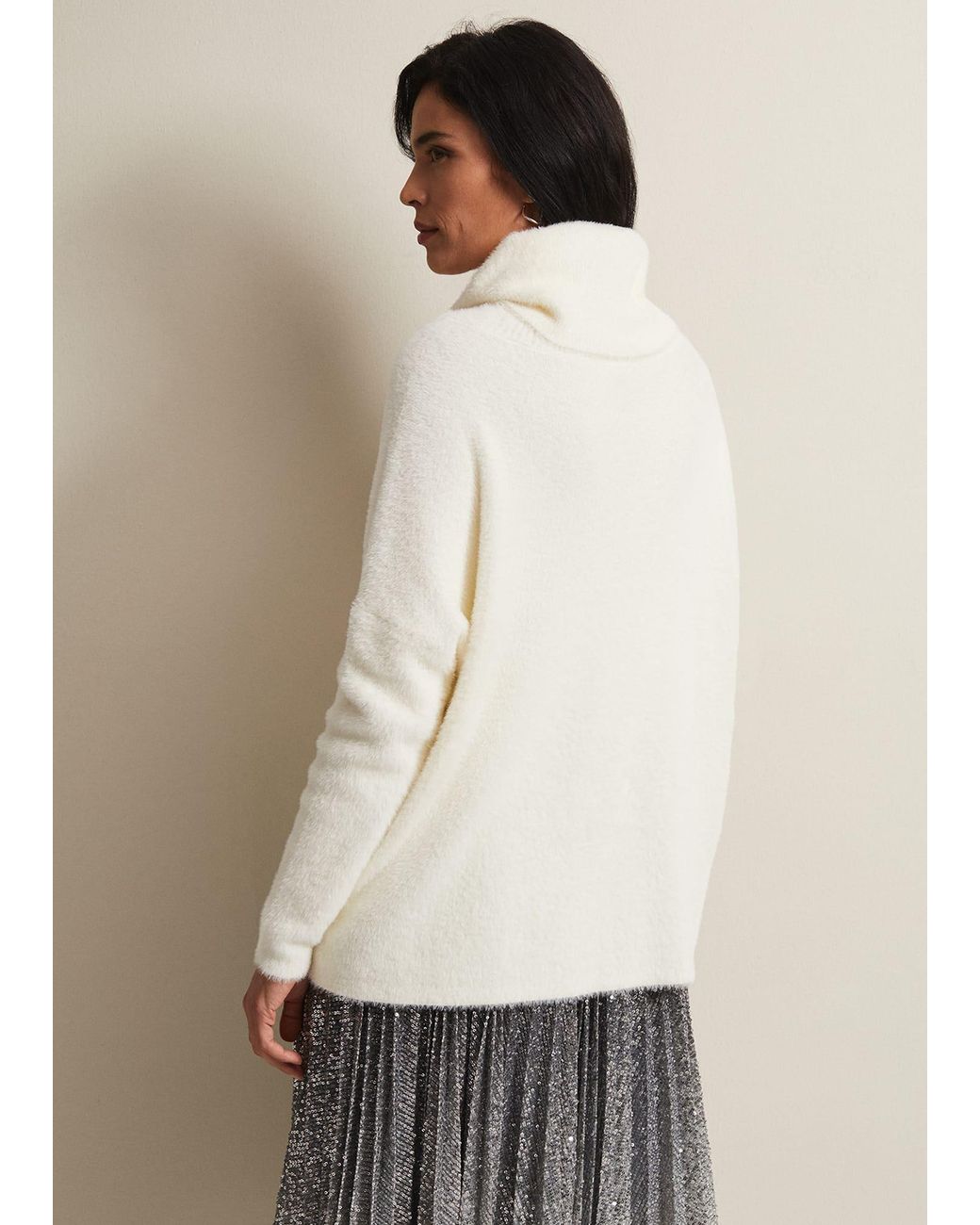 Phase Eight Natural Natalia Fluffy Roll Neck Knit
