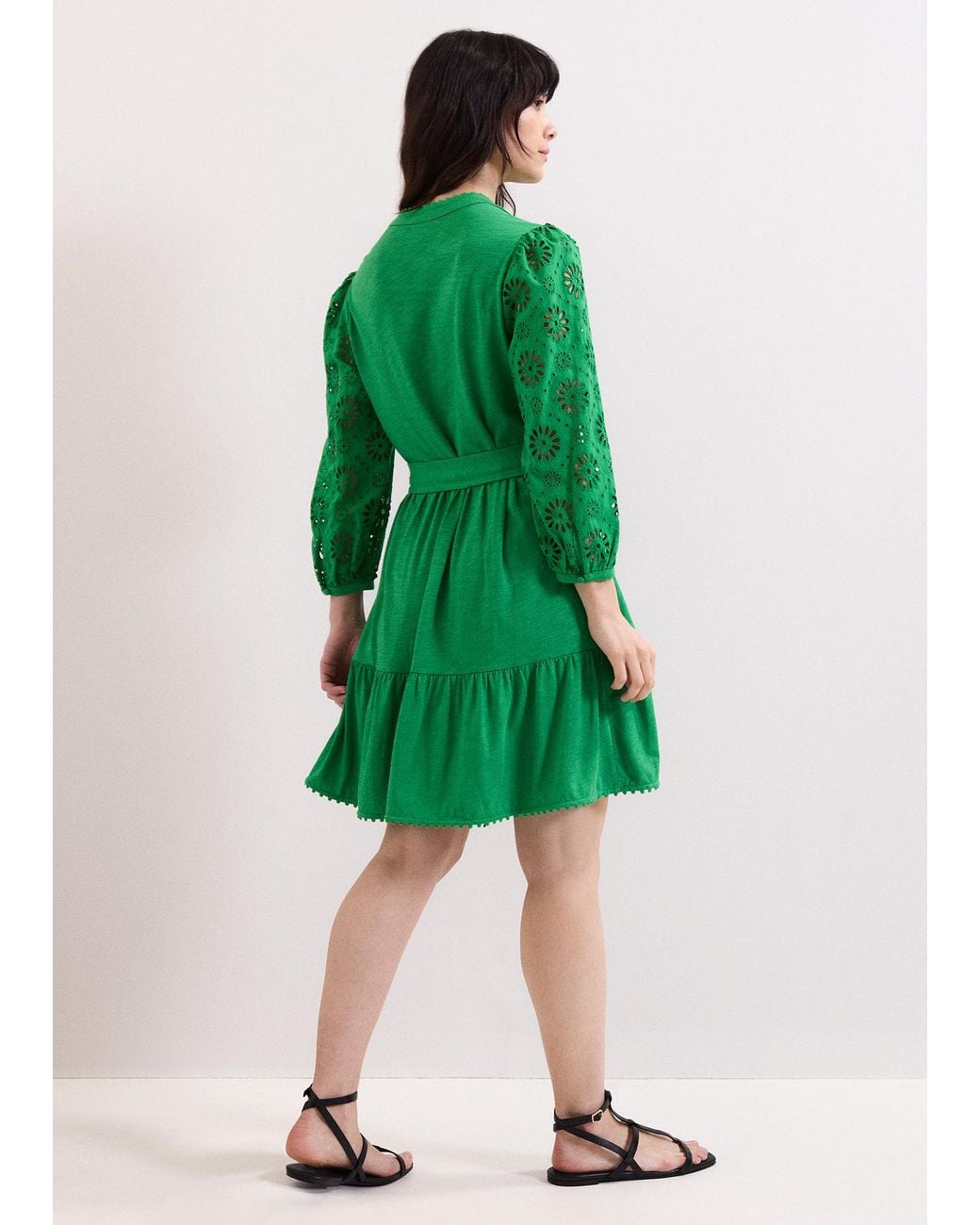 Phase Eight Green Florie Tie Waist Swing Dress