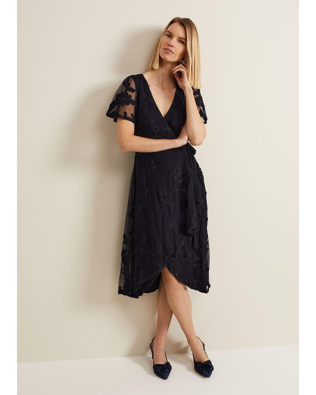 Phase Eight Blue Clara Tapework Wrap Dress
