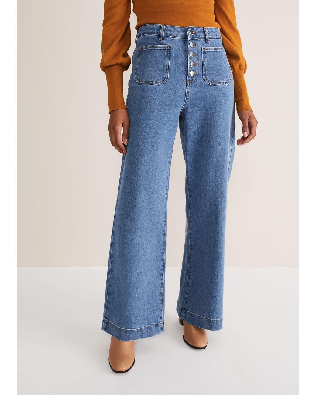Phase Eight Blue Magsie Wide Leg Jeans