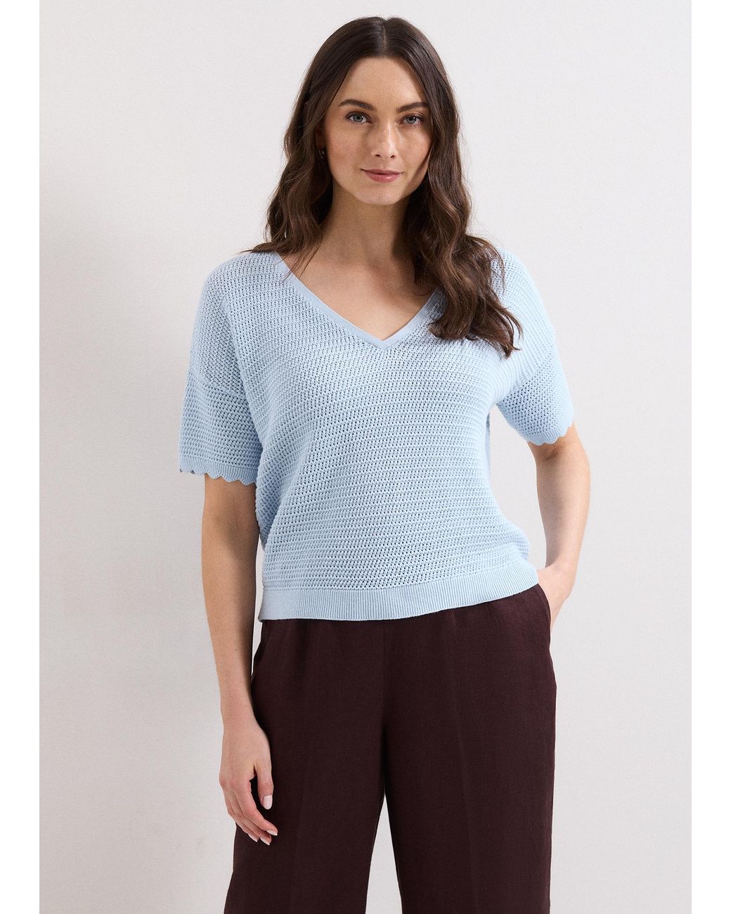 Phase Eight White Amira Scallop Edge Textured Jumper