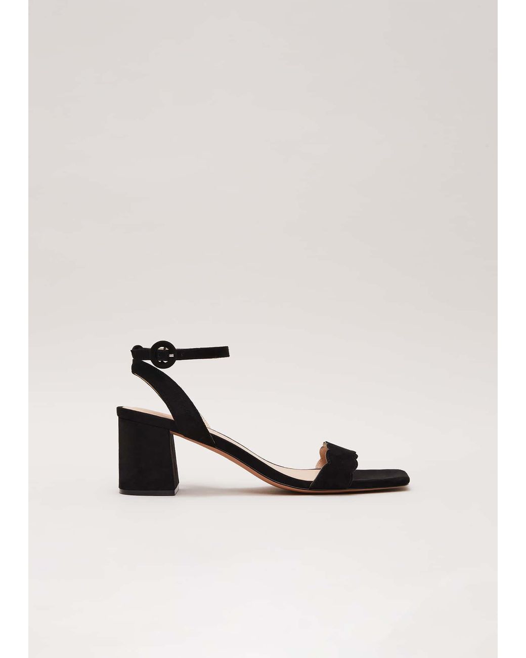 Phase Eight Black Suede Scallop Block Heel