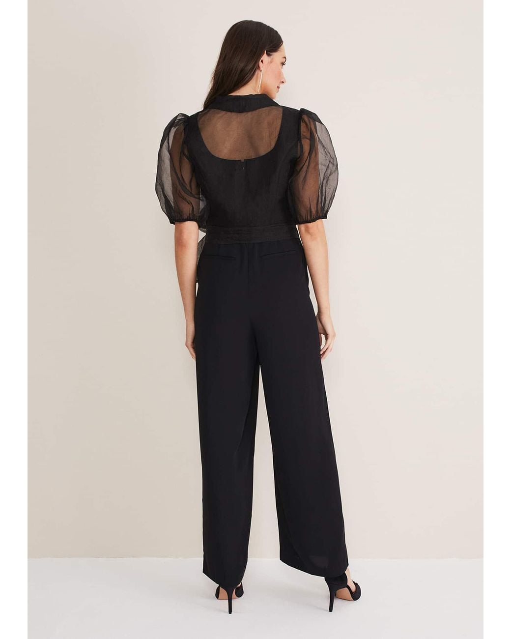 Phase Eight Natural Brontie Puff Sleeve Wide Leg Jumpsuit