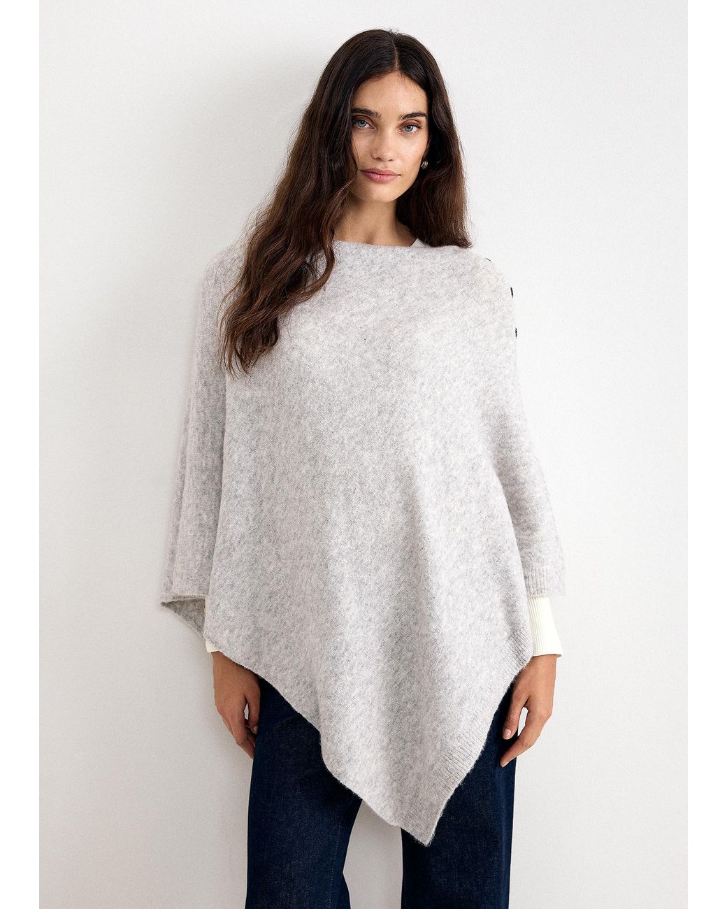 Phase Eight White Smart Button Poncho