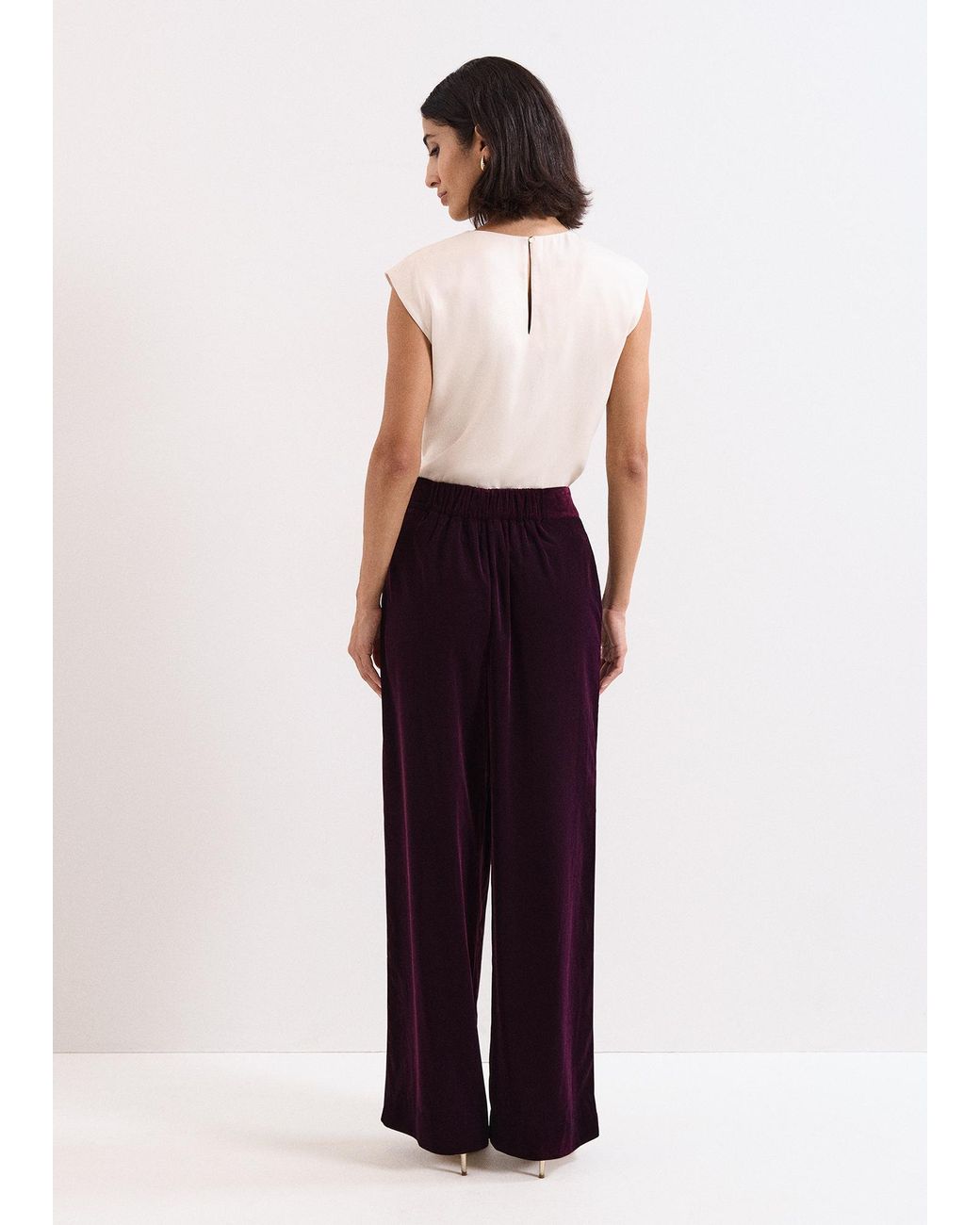 Phase Eight White Valentina Velvet Trouser