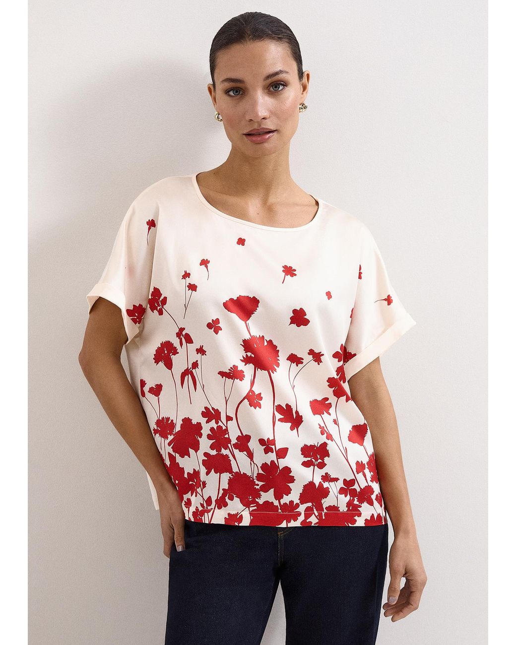 Phase Eight Red Marion Floral Printed Top
