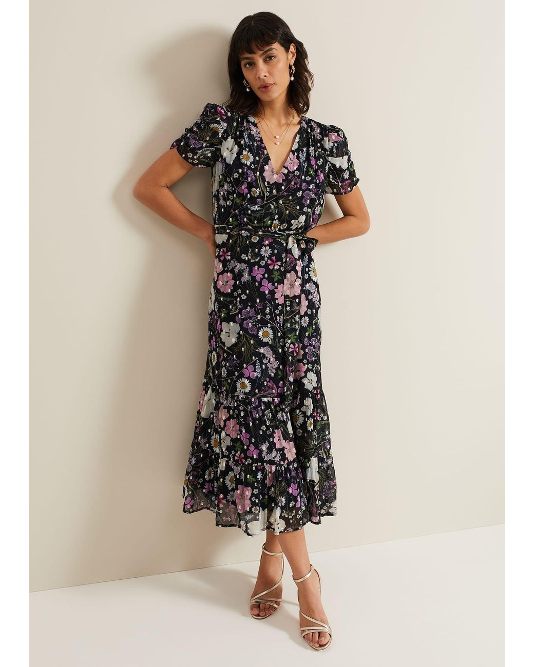 Phase Eight Multicolor Azalea Print Fil Coupe Dress