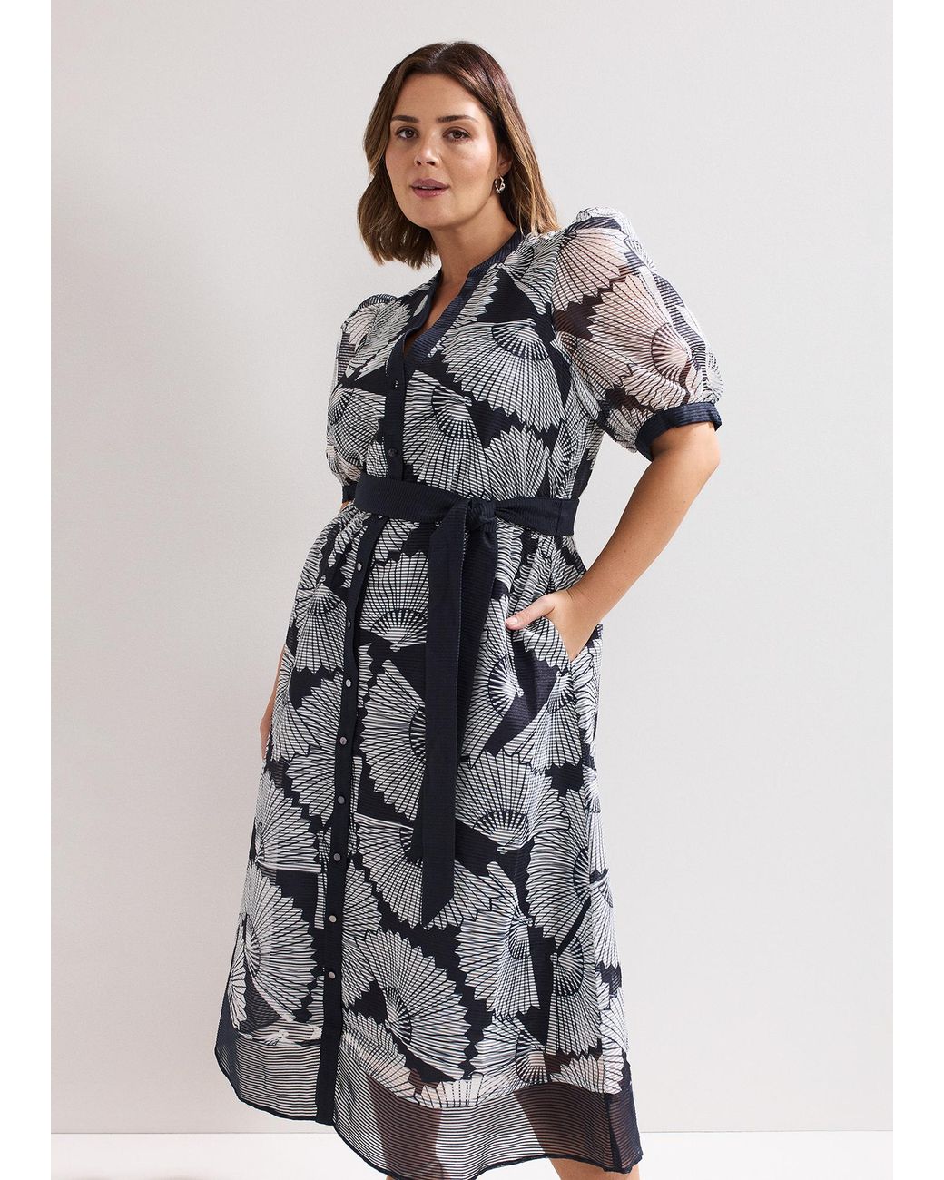 Phase Eight White Skylar Print Midi Dress