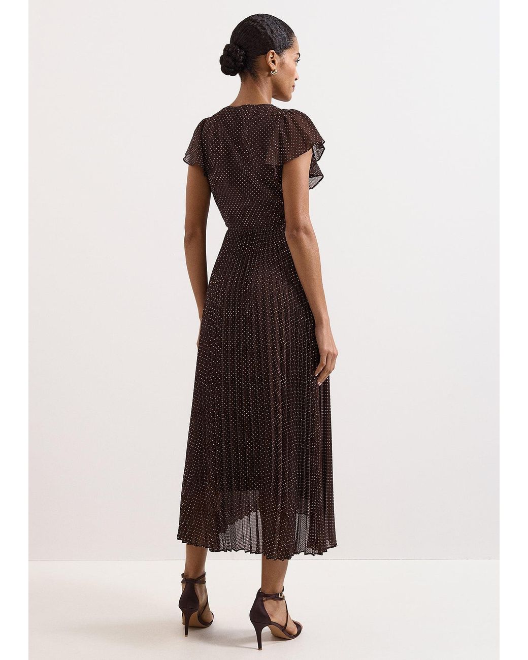 Phase Eight Natural Petite Louisa Pin Spot Wrap Dress