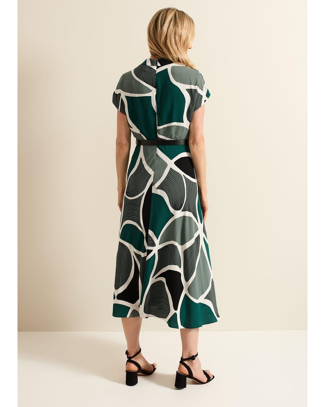 Phase Eight Blue Zaynab Swirl Cowl Neck Midi Dress