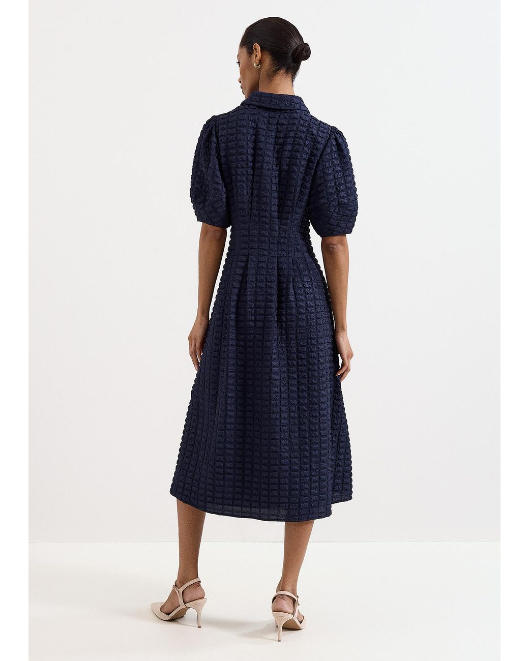 Phase Eight Blue Petite Yasmine Textured Midi Dress