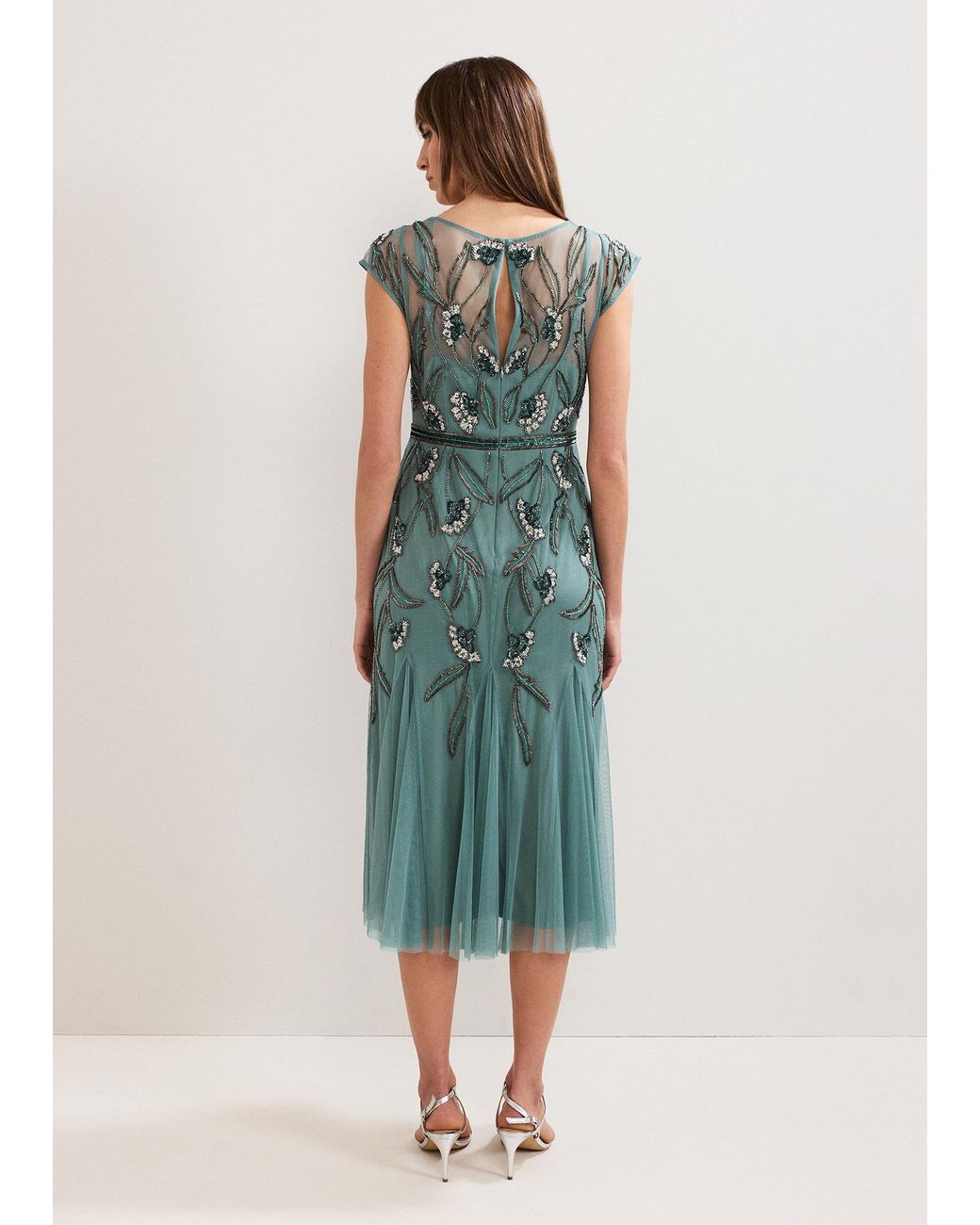 Phase Eight Green Evonne Beaded Midi Dress
