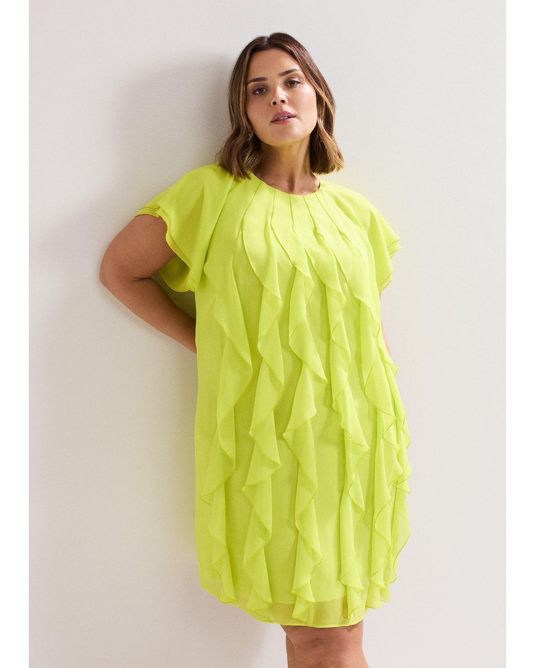 Phase Eight Yellow Claudette Frill Dress