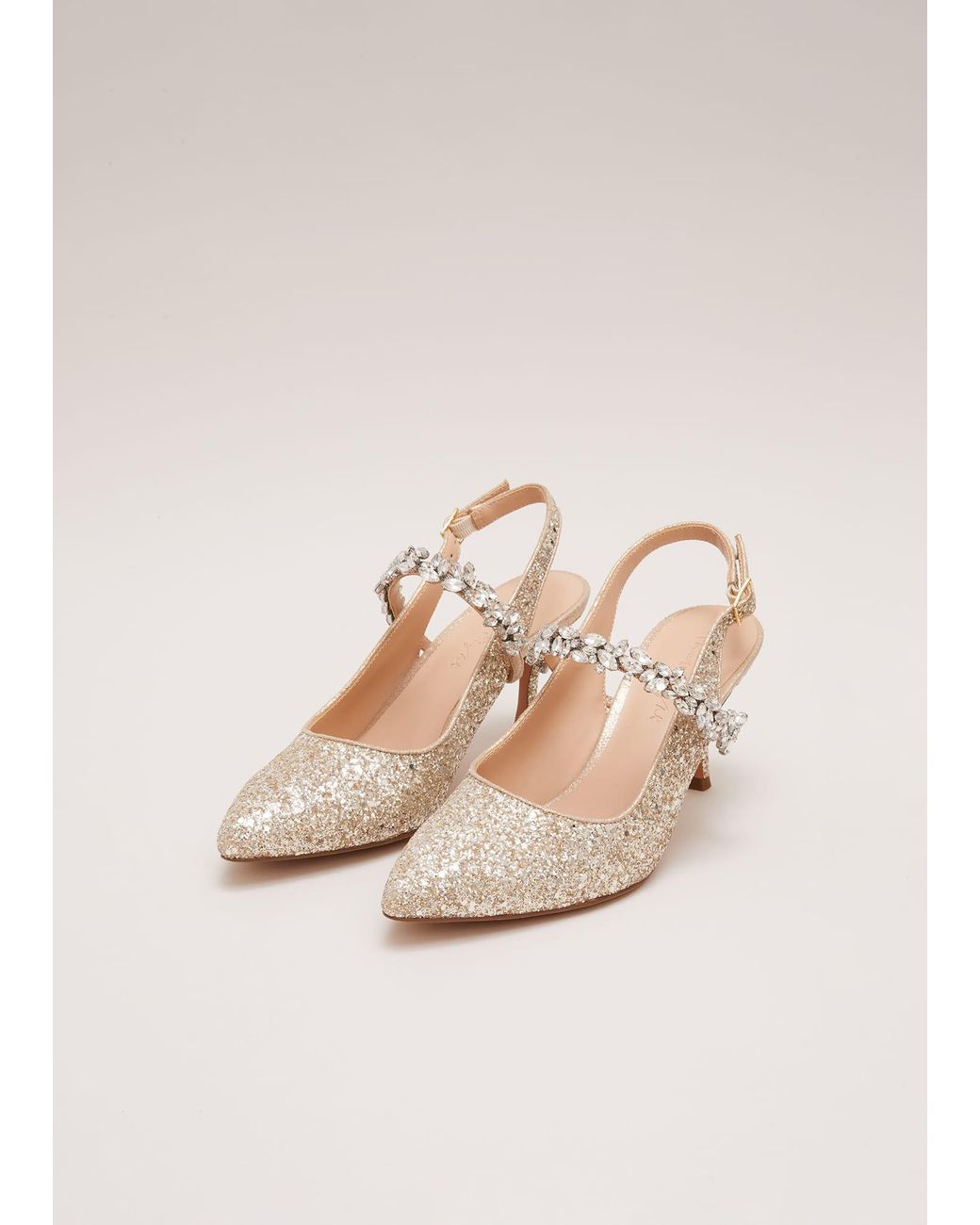 Phase Eight Natural Glitter Embellished Pointed Slingback