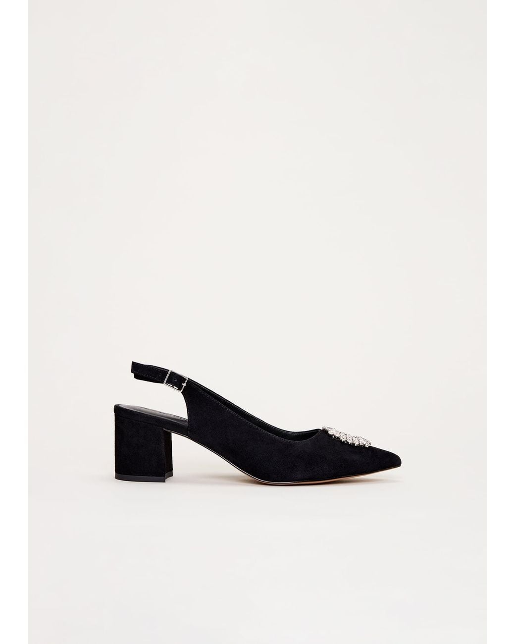 Phase Eight White Sparkle Slingback Block Heel Shoes