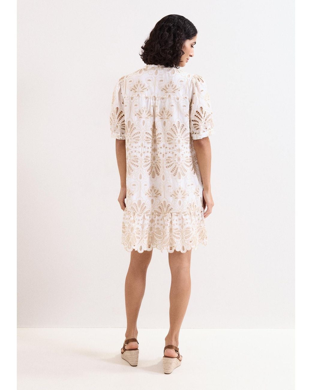 Phase Eight Natural Petite Liliana Broderie Mini Dress