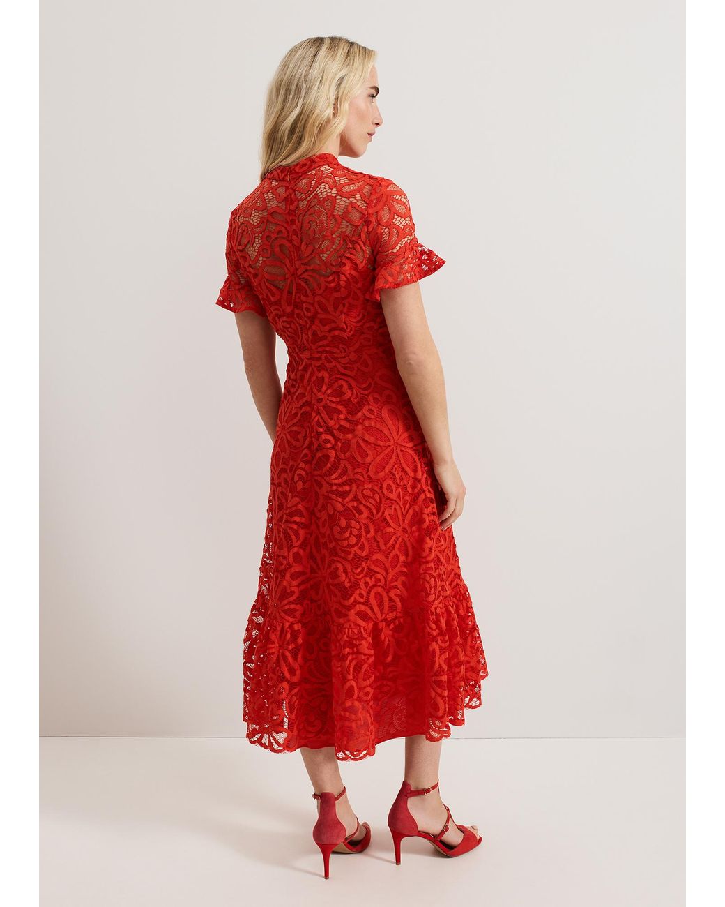 Phase Eight Red Lula Lace Dress