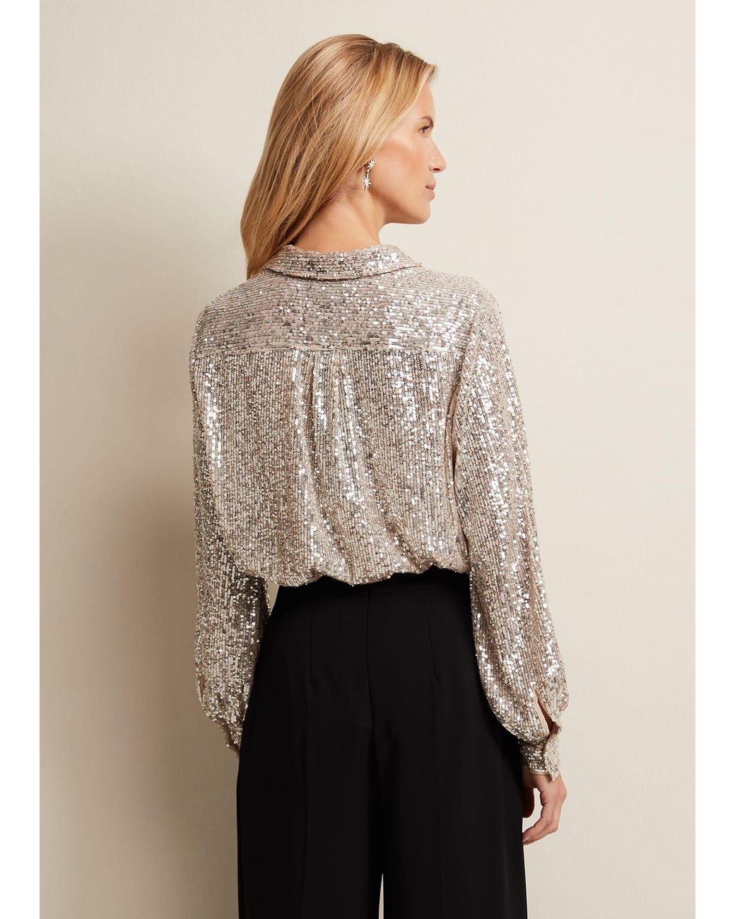 Phase Eight Brown Medora Sequin Shirt