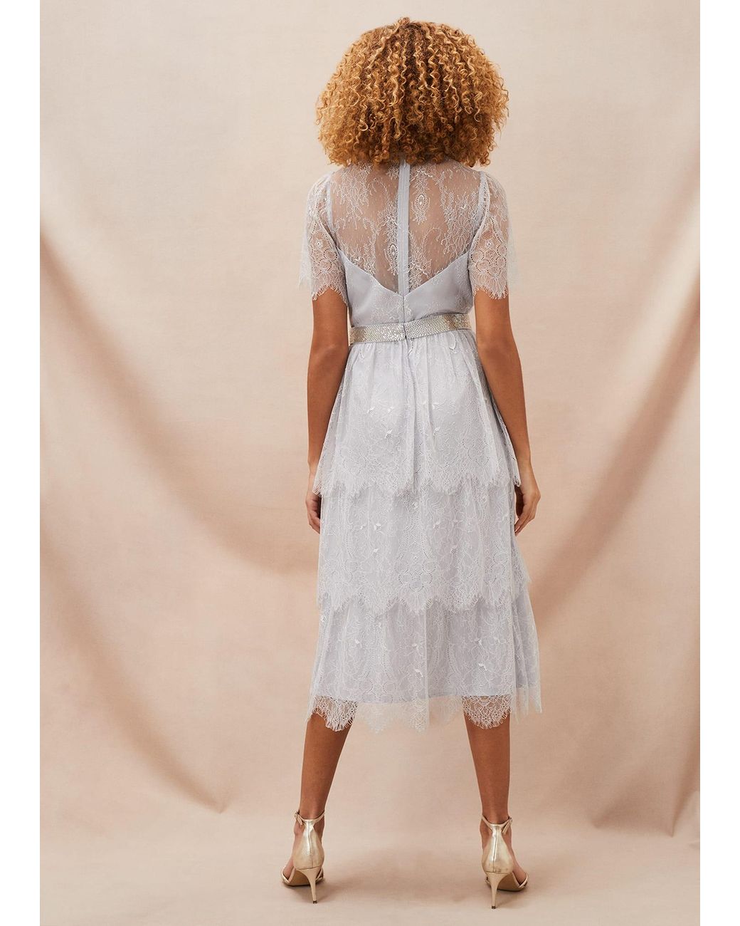 Phase Eight Multicolor Ginnie Lace Tiered Midi Dress