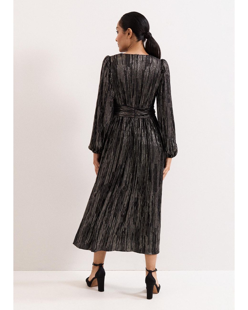Phase Eight Black Petite Emre Stripe Midi Dress