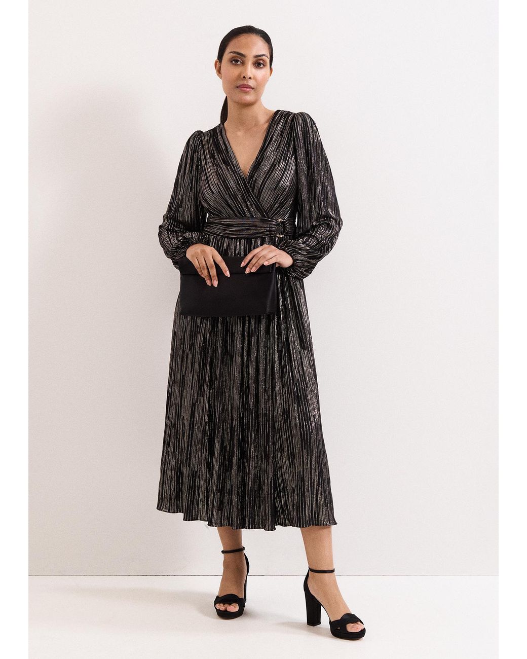 Phase Eight Black Petite Emre Stripe Midi Dress