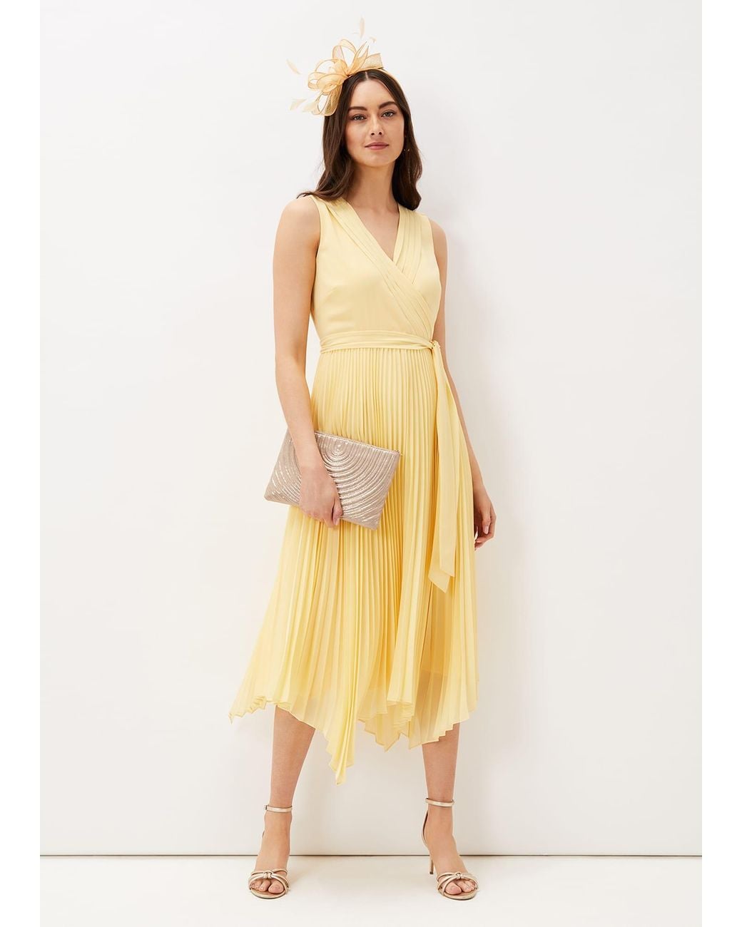 Phase Eight Metallic Petra Pleated Wrap Dress