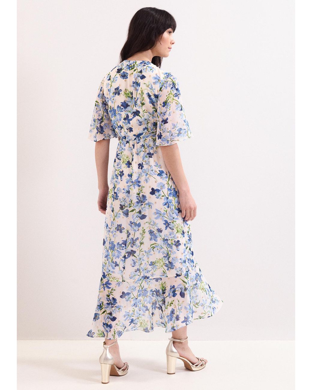 Phase Eight White Petite Juliette Floral Shimmer Midi Dress