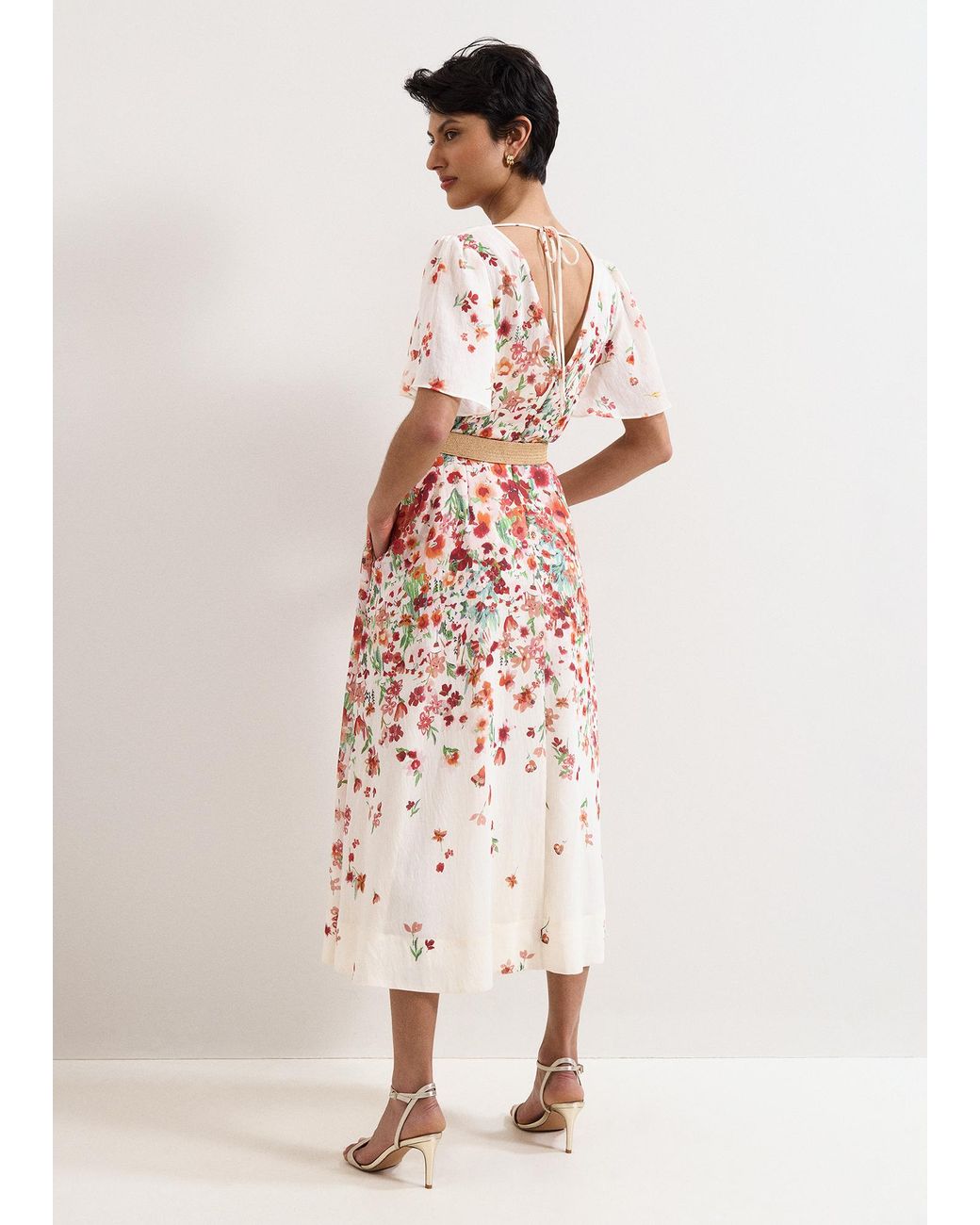 Phase Eight White Lovette Floral Midi Dress