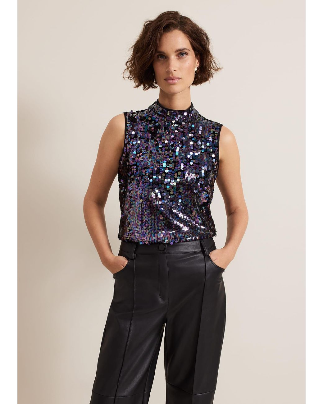 Phase Eight Blue Tasha Sequin Top