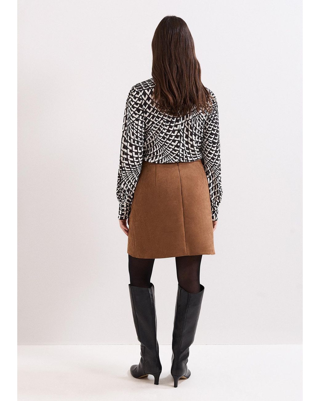 Phase Eight Natural Felisity Faux Suede Mini Skirt