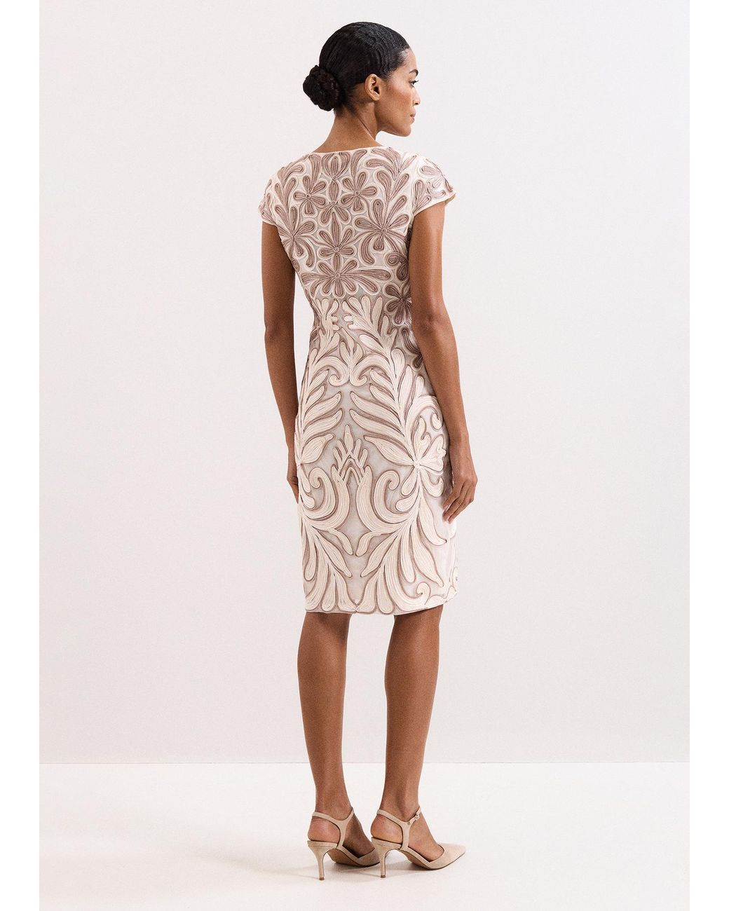 Phase Eight Natural Margaret Tapework Dress