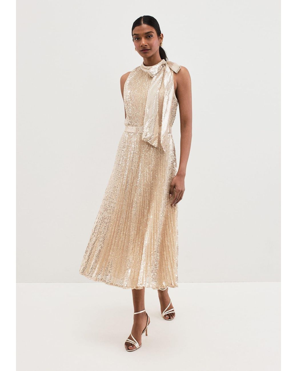 Phase Eight Natural Sammy Sequin Dress