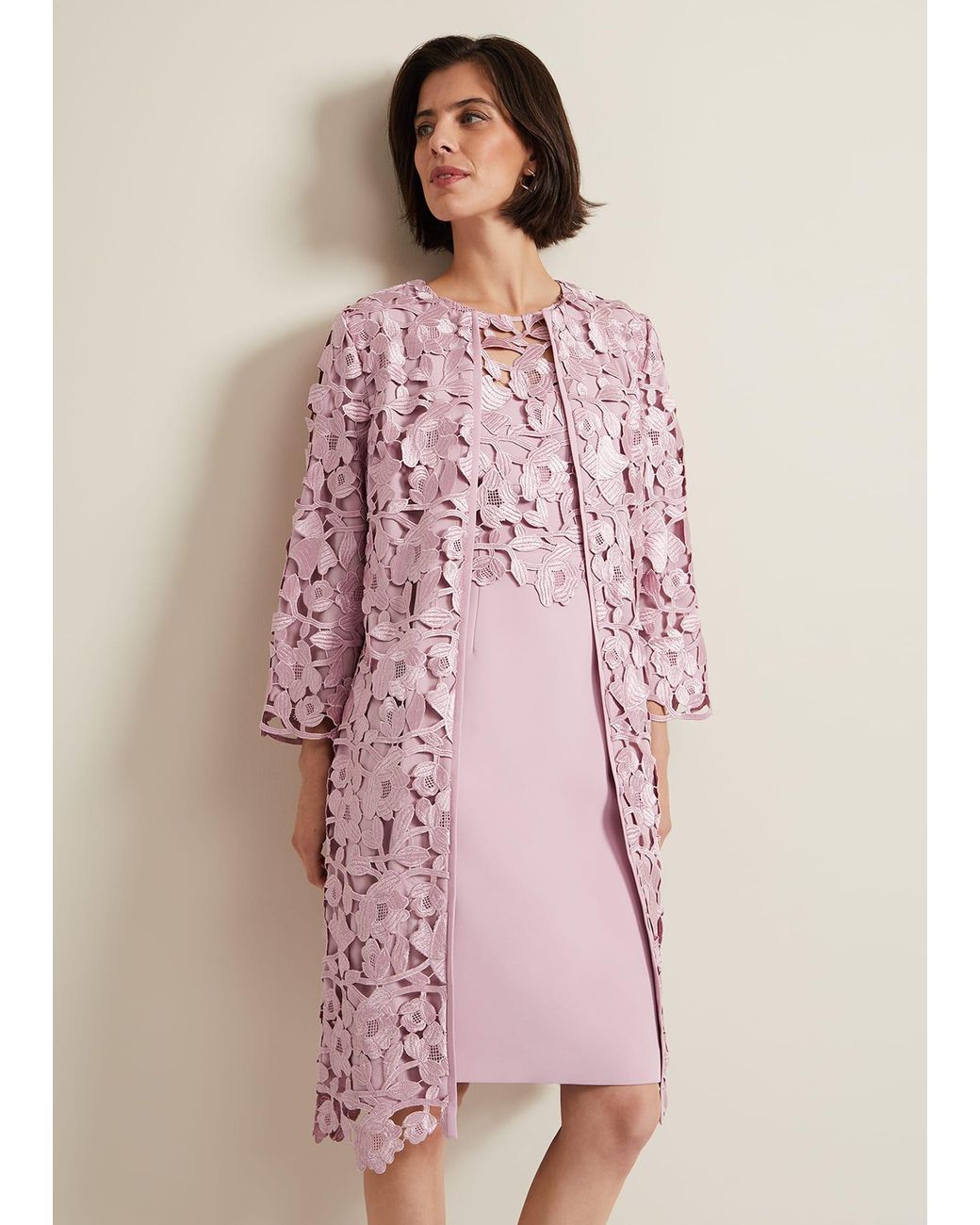 Phase Eight Pink Tallula Lace Coat