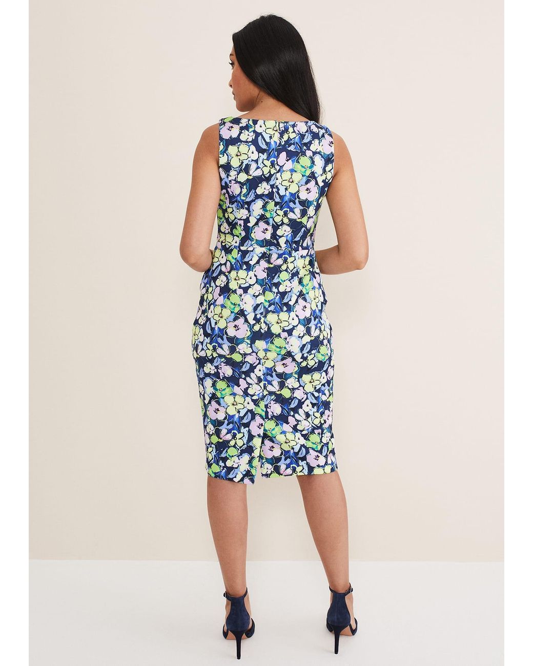 Phase Eight Blue Petite Loretta Printed Scuba Dress