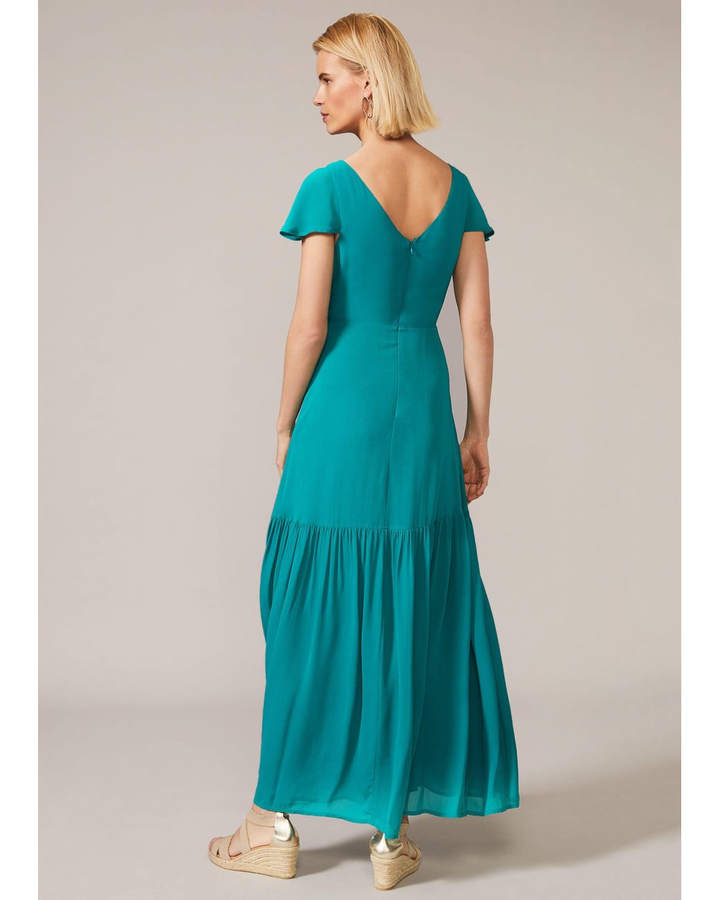 Phase Eight Blue Dauphine Cap Sleeve Maxi Dress
