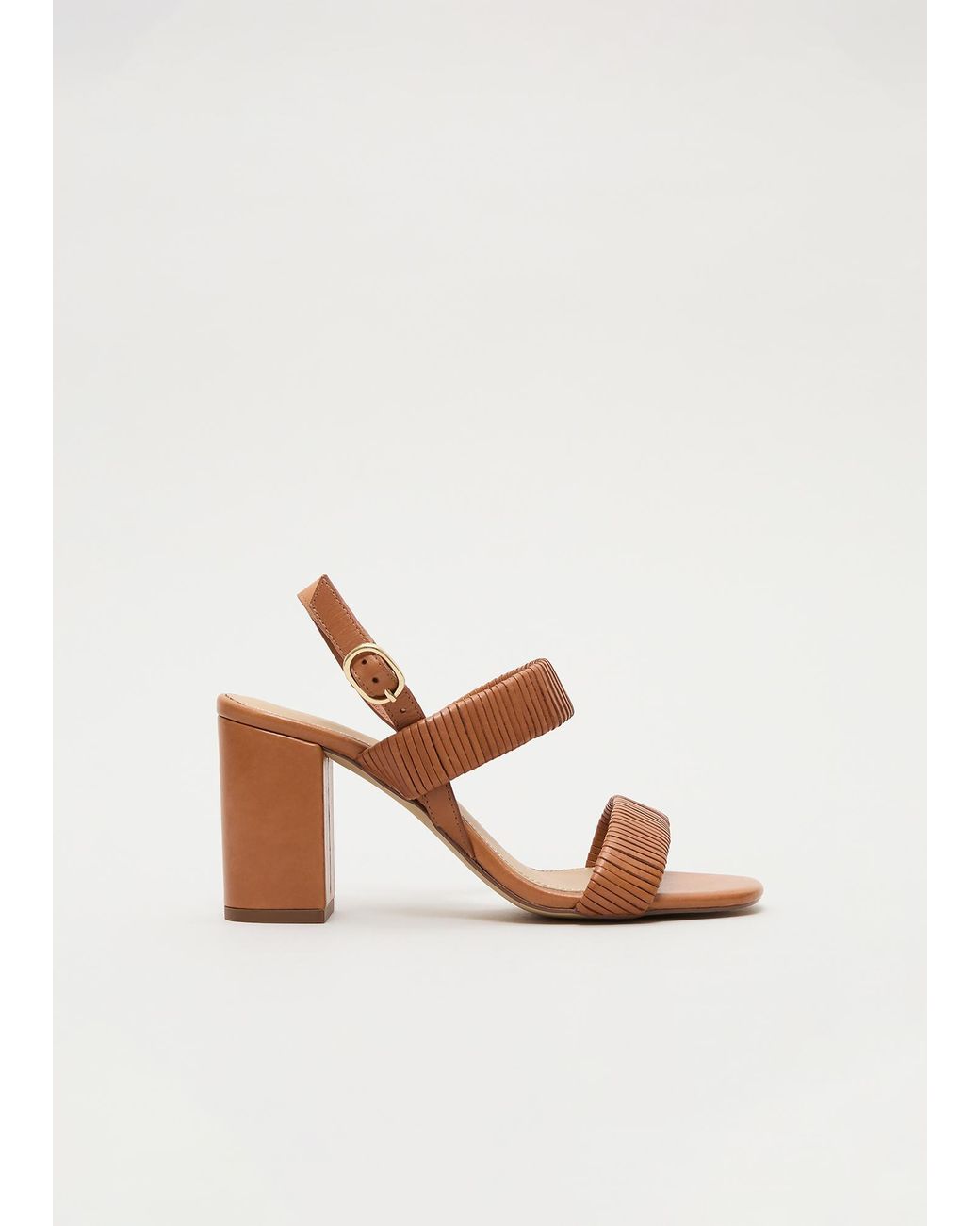 Phase Eight White Leather Block Heel Sandal
