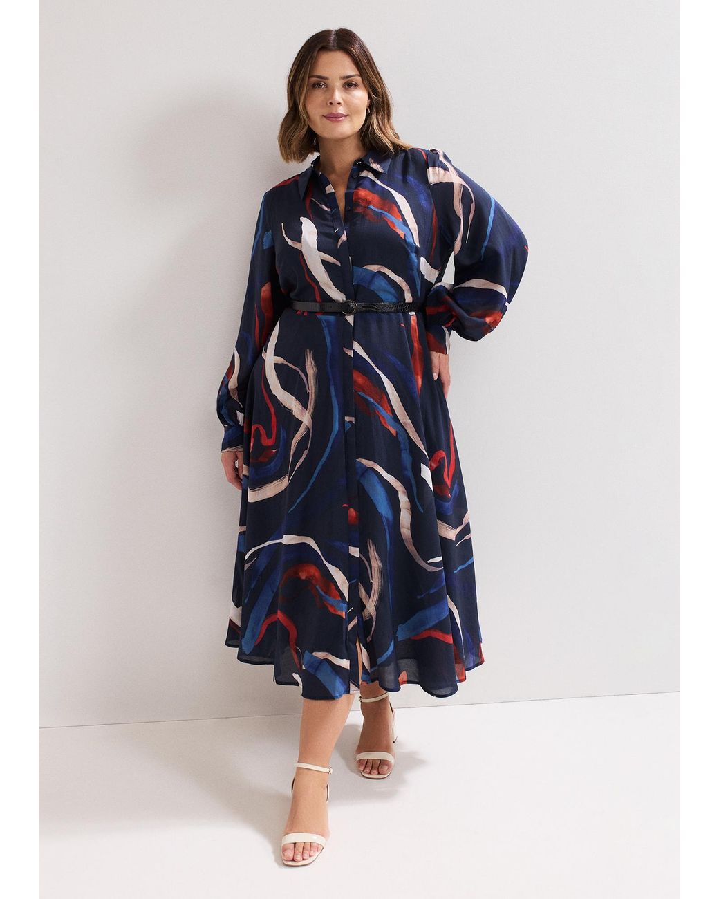 Phase Eight Blue Katy Horizon Shirt Midi Dress