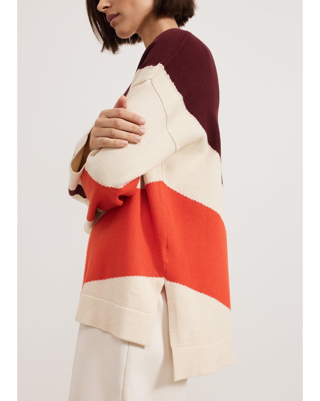 Phase Eight Red Bettie Colourblock Swirl Jumper