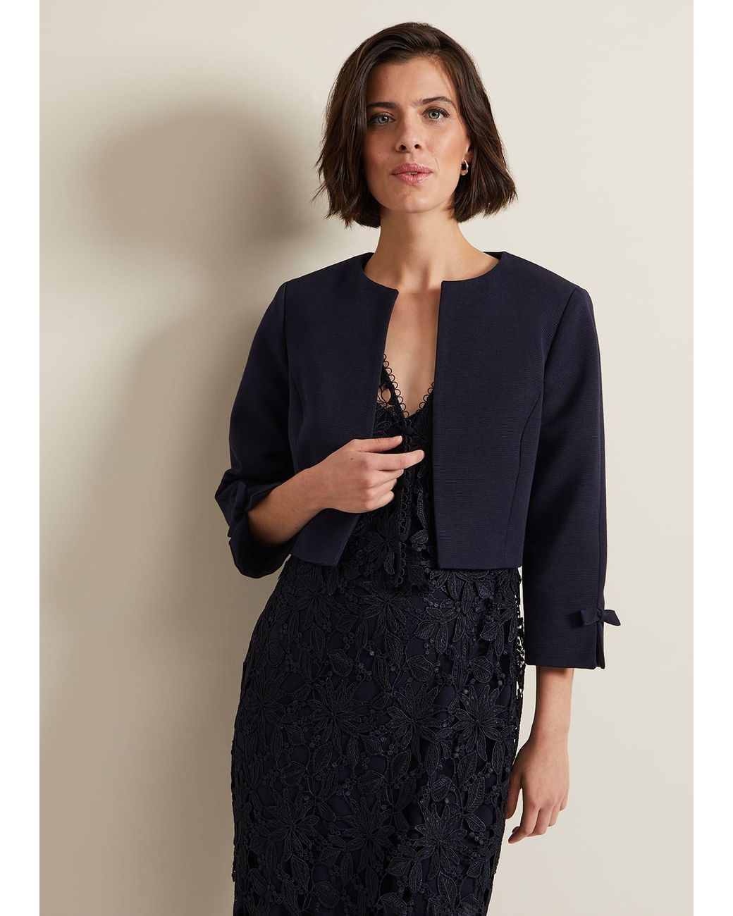 Phase Eight Blue Zoelle Bow Jacket