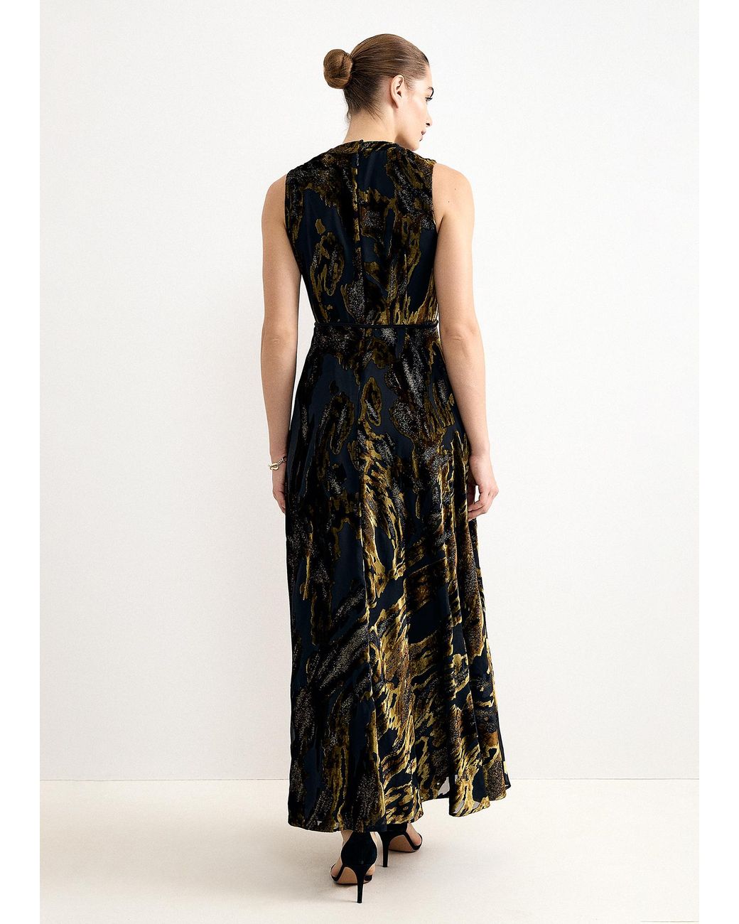 Phase Eight Black Carrie Velvet Printed Shift Maxi Dress