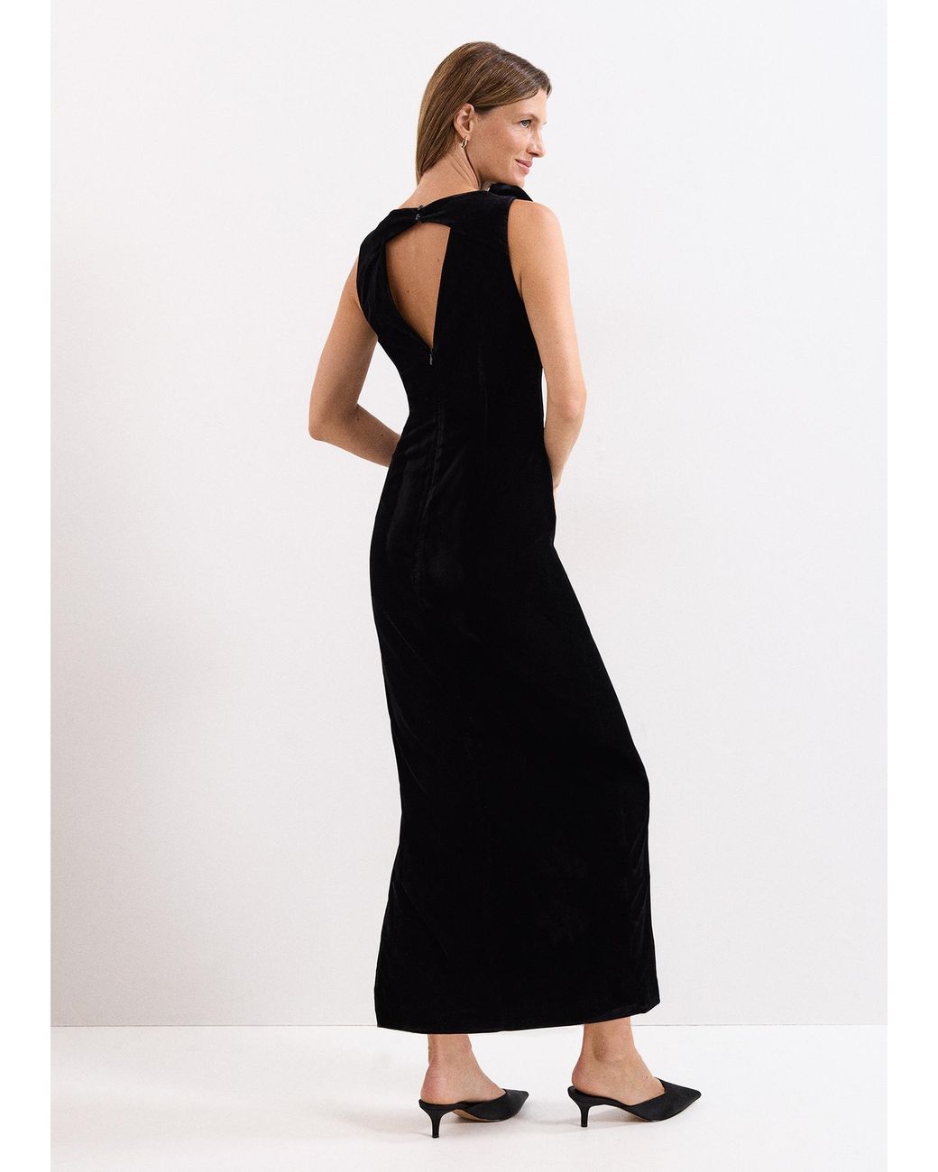 Phase Eight Black Melony Velvet Ruffle Maxi Dress