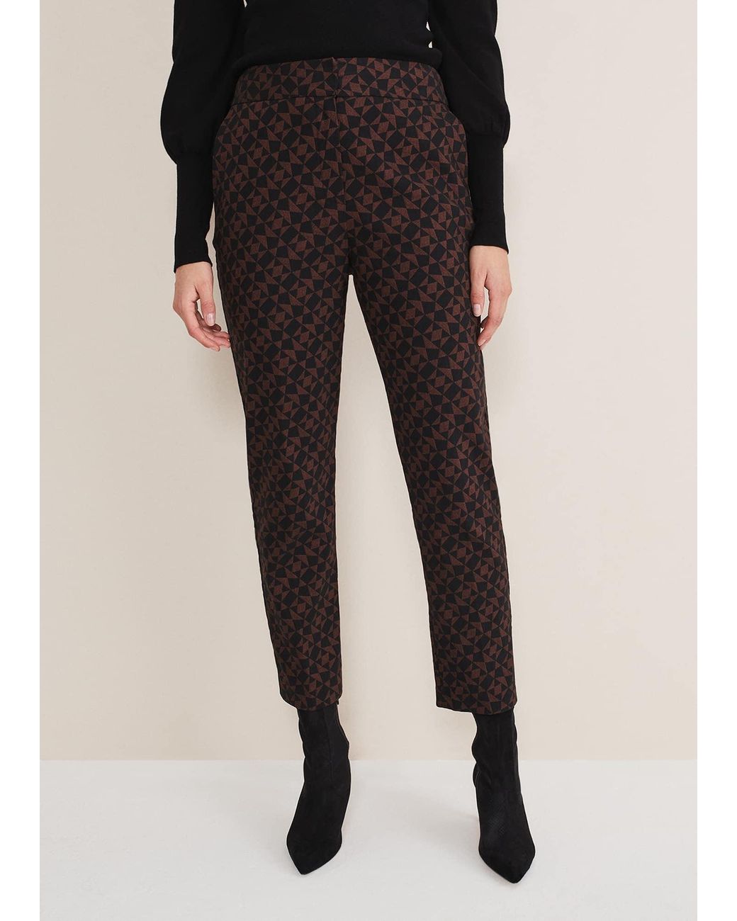 Phase Eight Black Mackenzie Geo Jacquard Tapered Trouser