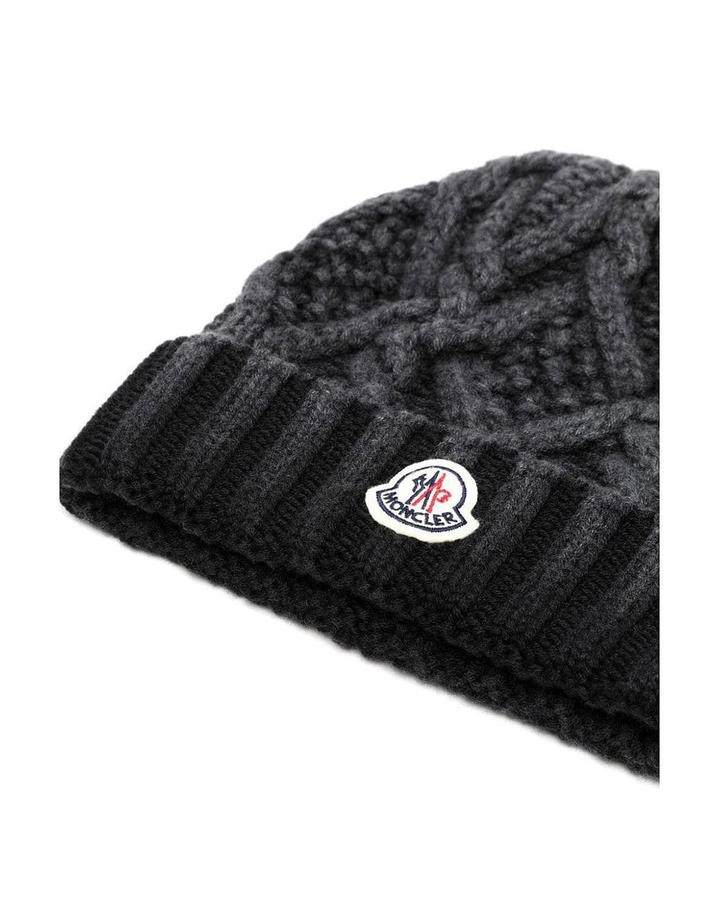 mens black moncler beanie hat