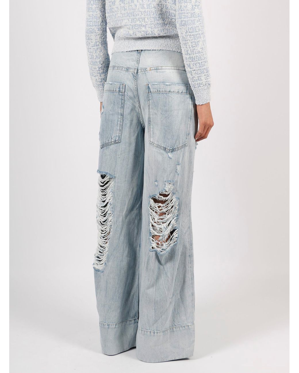 Givenchy Destroyed Denim Oversize Jeans in Blue | Lyst
