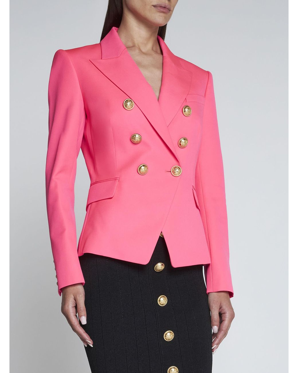 Balmain Wool Double-breasted Blazer in 