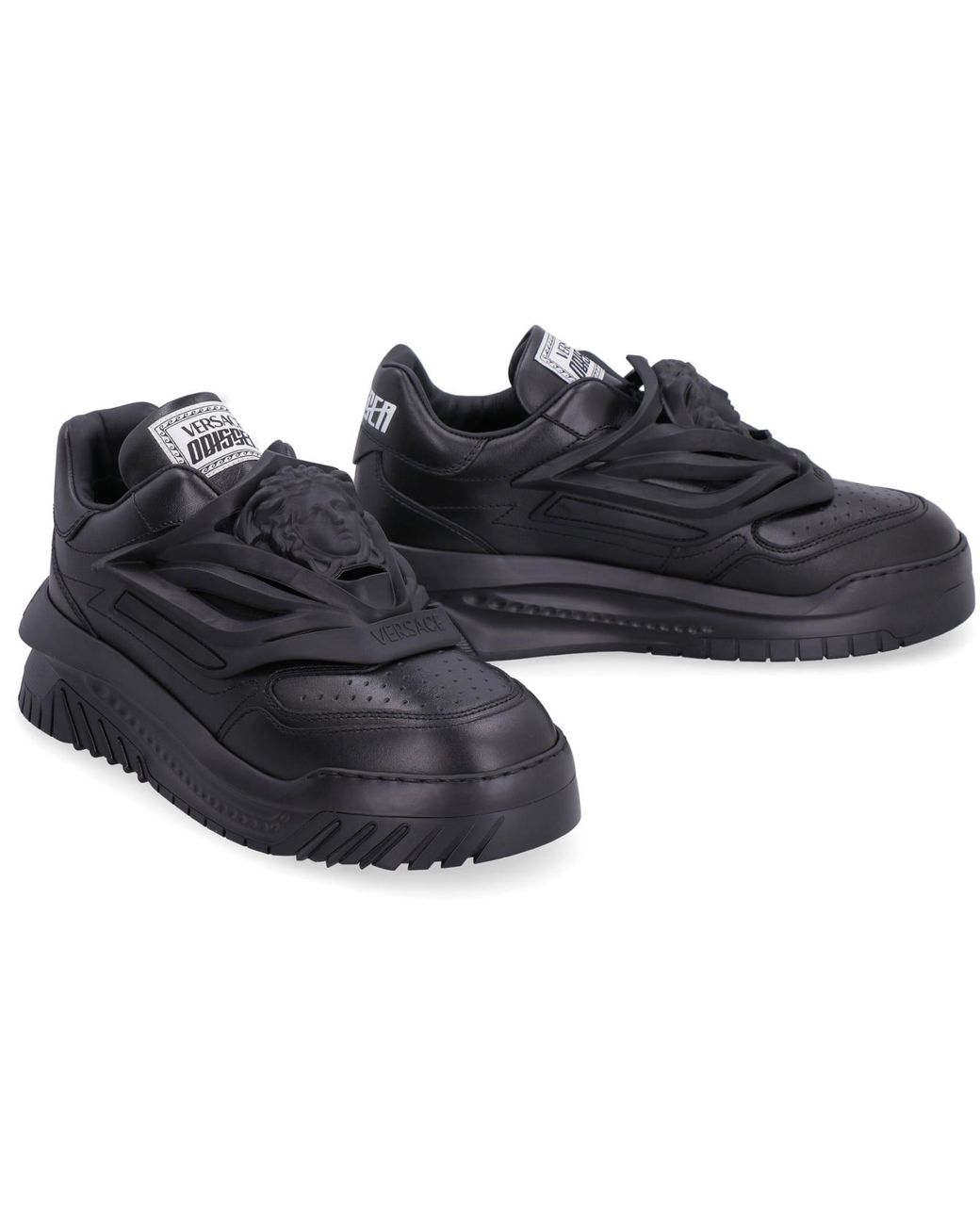 Womens Mens Shoes Mens Trainers Low-top trainers - Save 9% Versace Leather Odissea Snekaers in Nero Black 