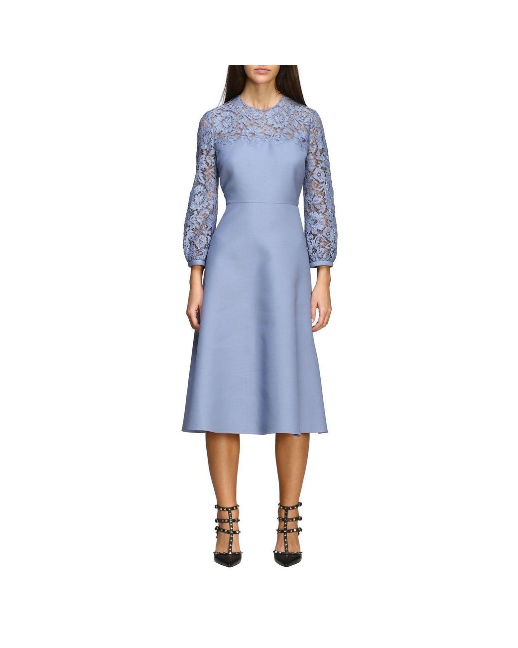 Valentino Wool Lace Panel Dress in ...