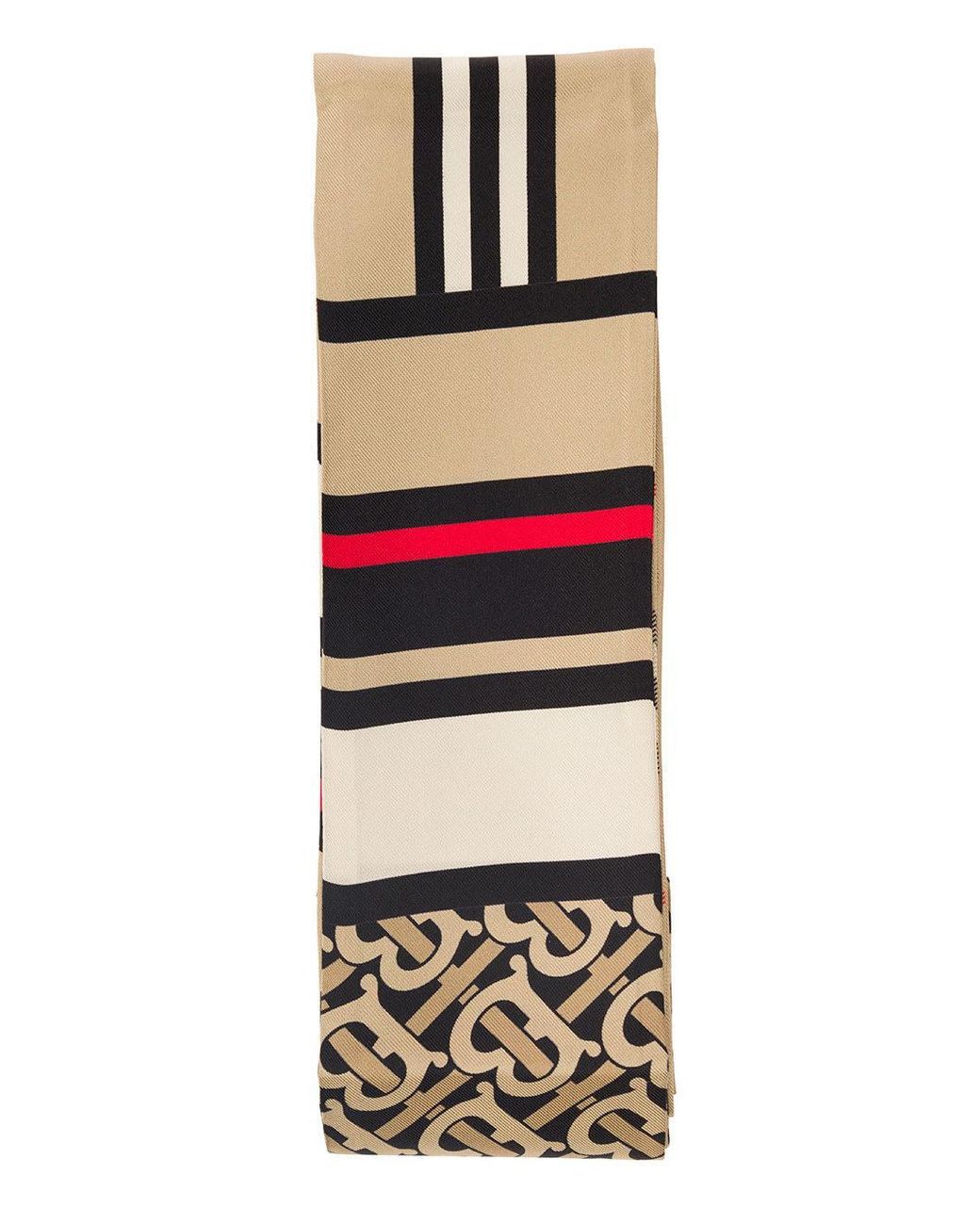Burberry Skinny Scarf With Three Different Print In Silk Twill Man in  Natural | Lyst