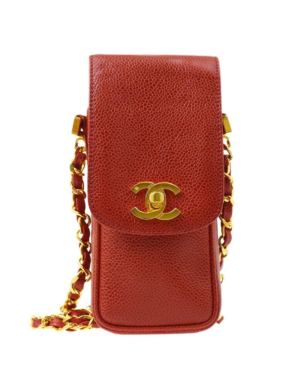 Chanel 1994-1996 Red Caviar Phone Case